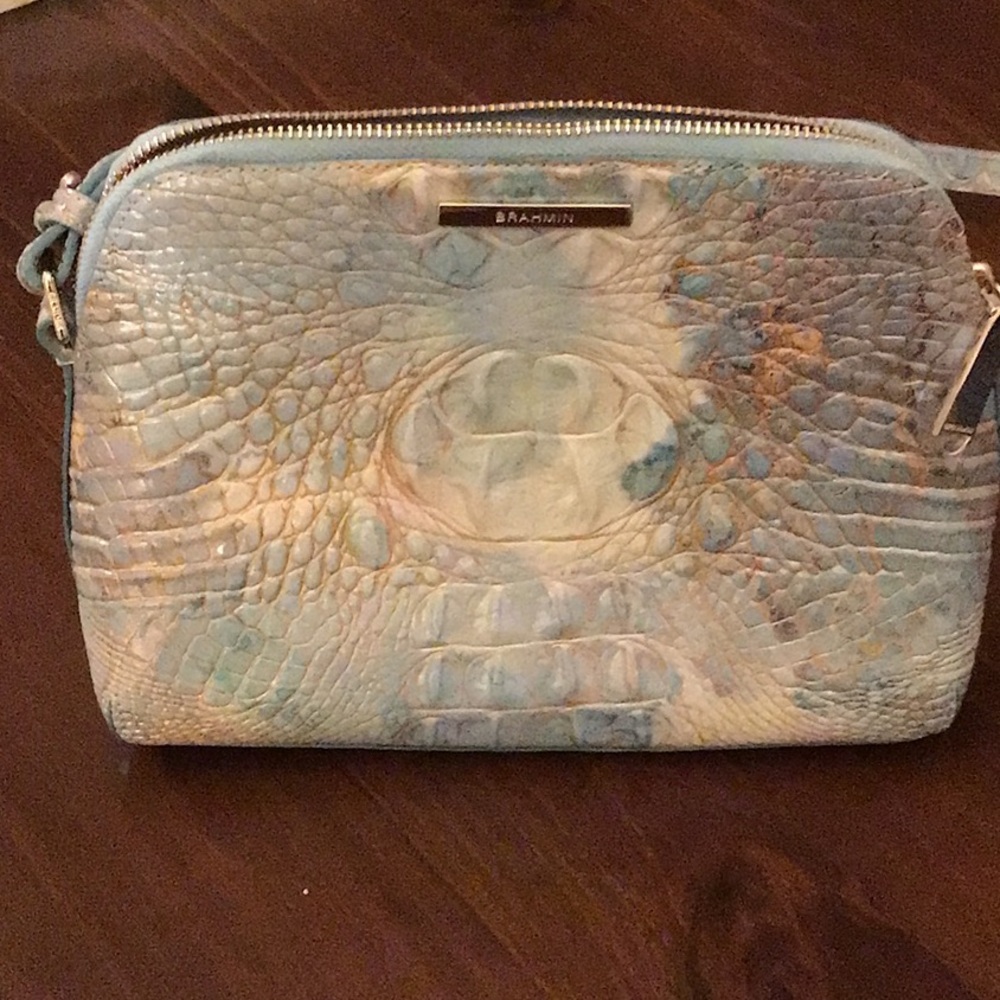 Brahmin Blue Crossbody Bag with Croc Embossing